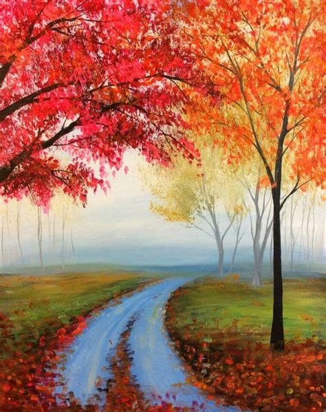 easy acrylic fall paintings|More.